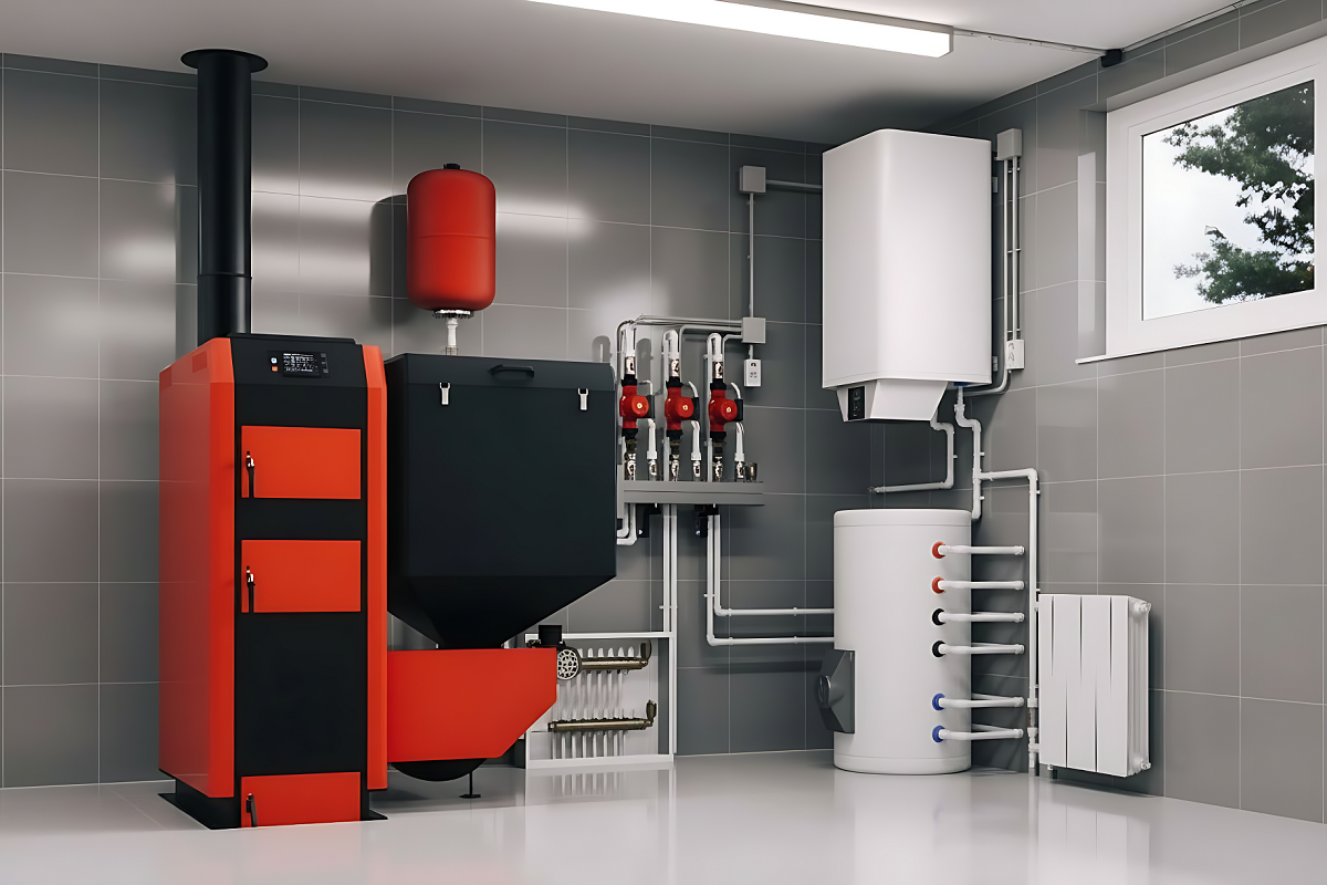 boiler in a basement