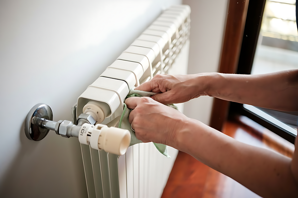 man turning on a heater